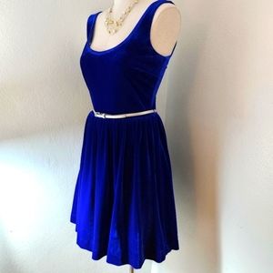 Royal Blue Velveteen Mini Dress Size Small